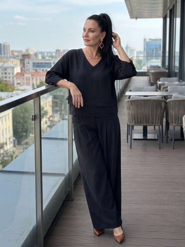 Rzeka | Zestaw z warstwowym topem i szerokimi spodniami