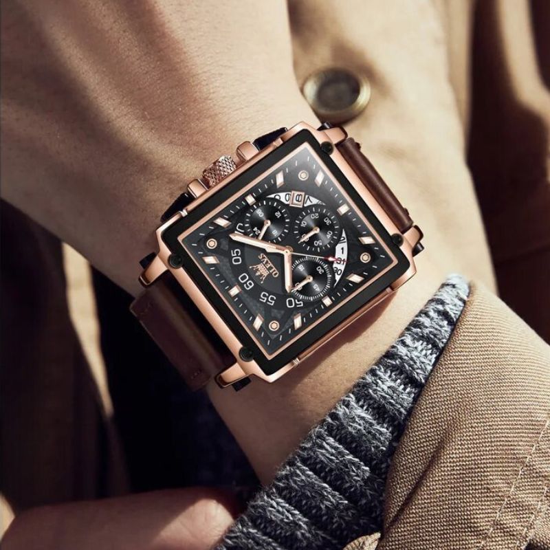 Zegarek Chronograf z Kwadratową Tarcza
