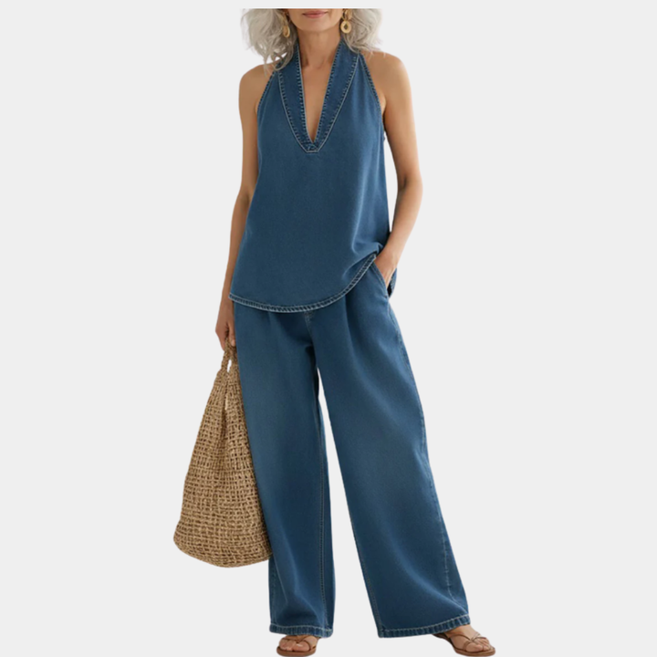 Ivy | Dwuczęściowy Zestaw z Miękkiego i Prane Vintage Denim