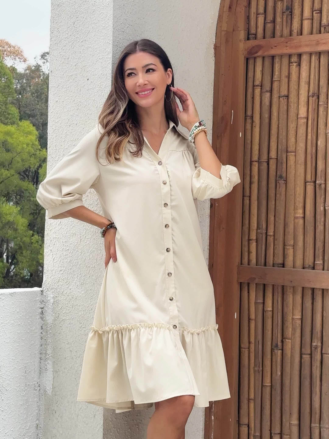 Maevelle | Sukienka Boho Midi z Guzikami