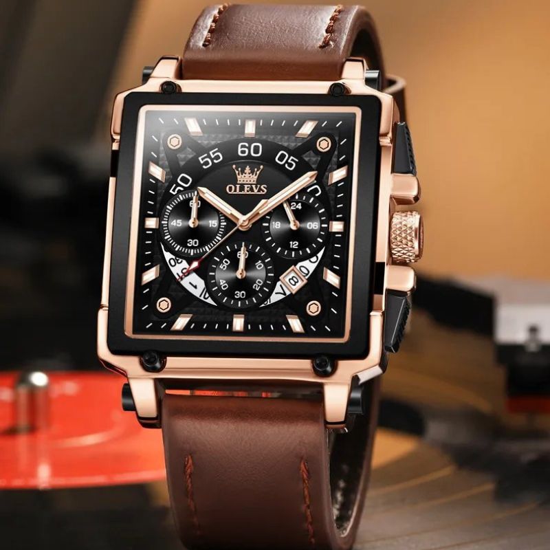 Zegarek Chronograf z Kwadratową Tarcza