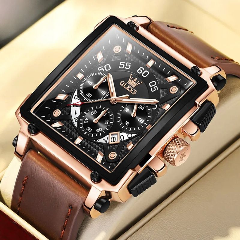 Zegarek Chronograf z Kwadratową Tarcza