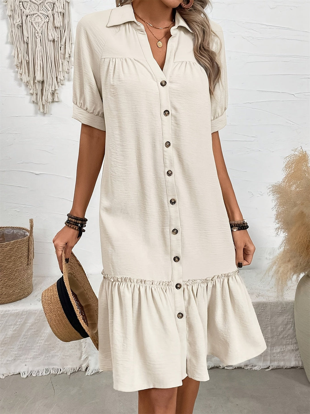 Maevelle | Sukienka Boho Midi z Guzikami