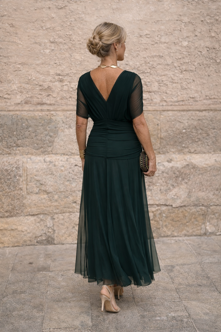 Marena | Elegancka maxi sukienka na przyjęcia z dekoltem w kształcie V