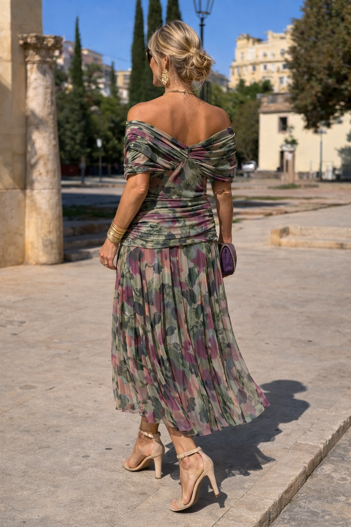 Marena | Elegancka maxi sukienka na przyjęcia z dekoltem w kształcie V