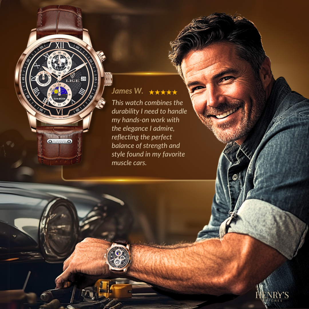 Zegarek Chronograf z Premium Skórzanym Paskiem