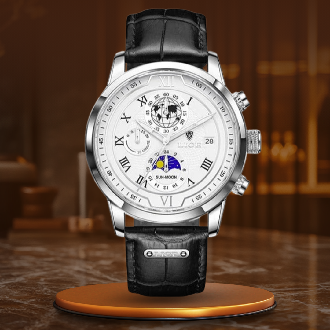 Zegarek Chronograf z Premium Skórzanym Paskiem