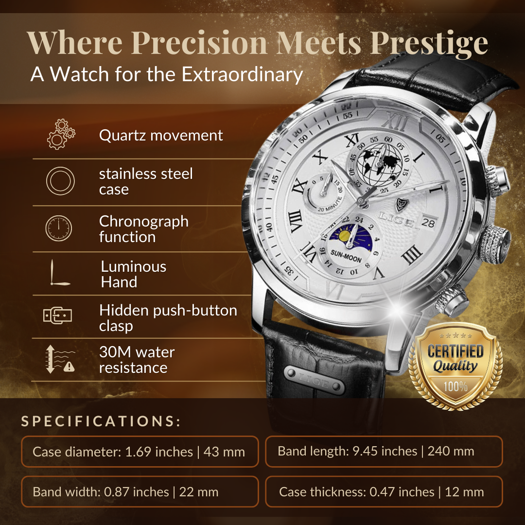 Zegarek Chronograf z Premium Skórzanym Paskiem