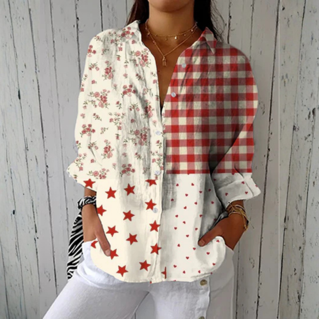 Heather™ | Bluzka w stylu country patchwork