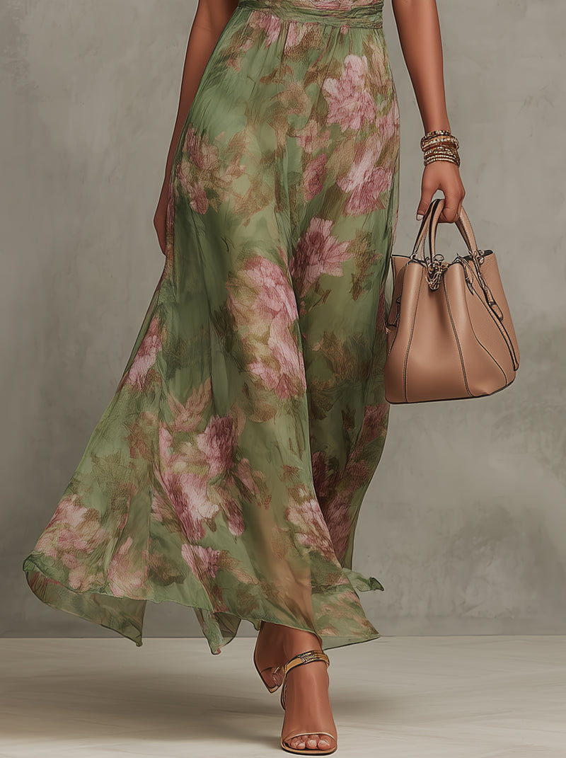 Fleur | Kwiatowa Maxi Sukienka z Halterem