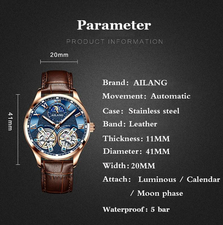Zegarek mechaniczny z tourbillonem w stylu biznesowym