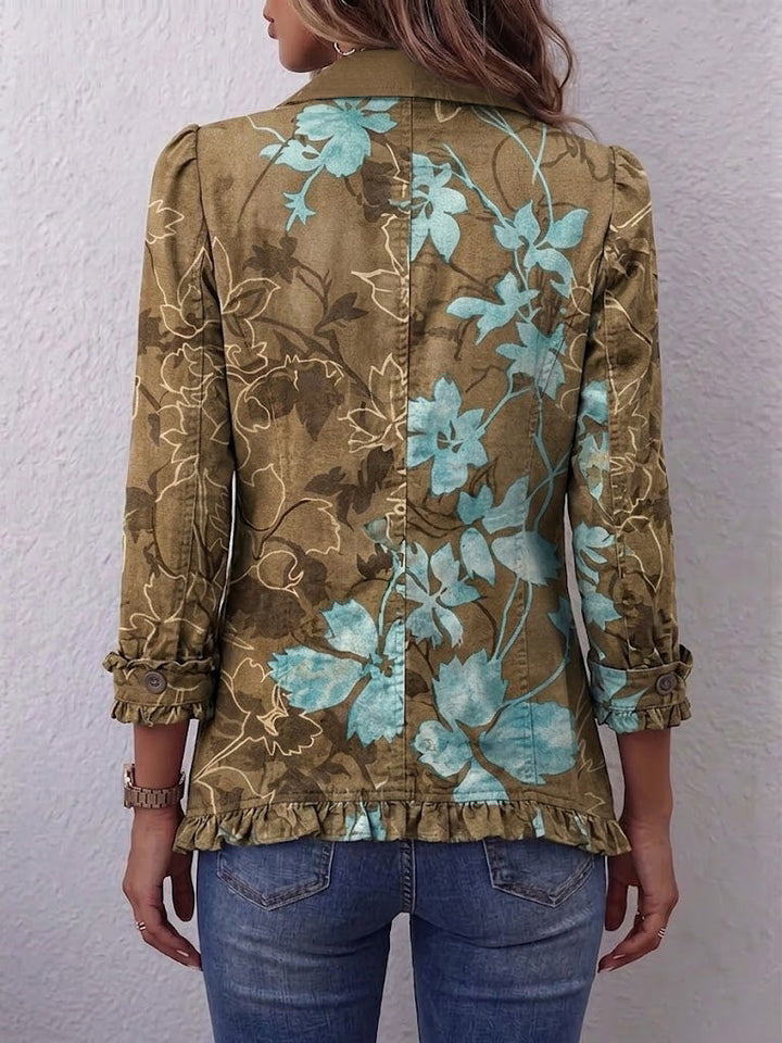 Sundara™ | Boho Gradient Vintage Kwiatowa Kurtka z Falbankami