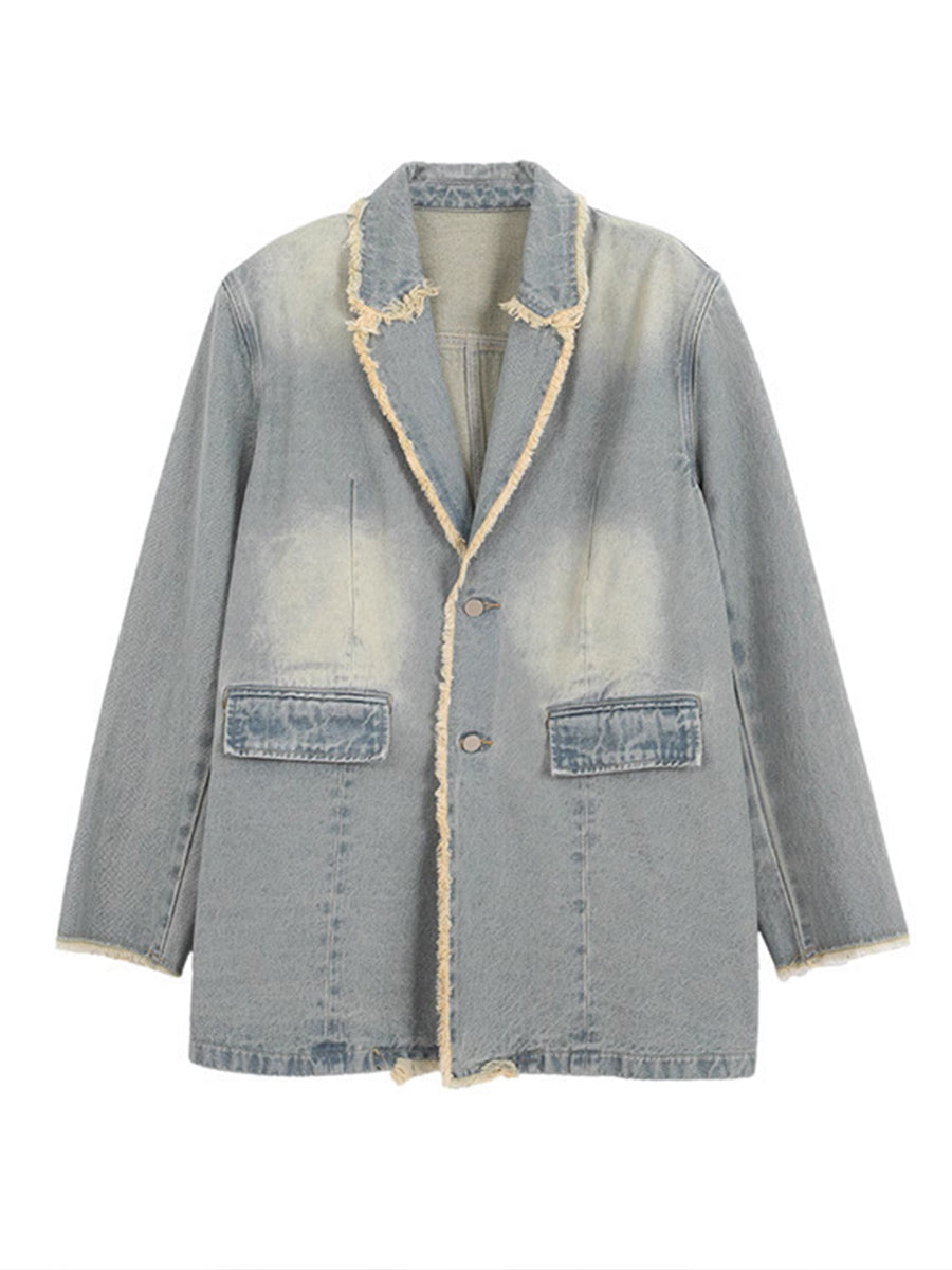 Dionne™ | Oversize'owy Żakiet w Stylu Vintage z Surowymi Krawędziami