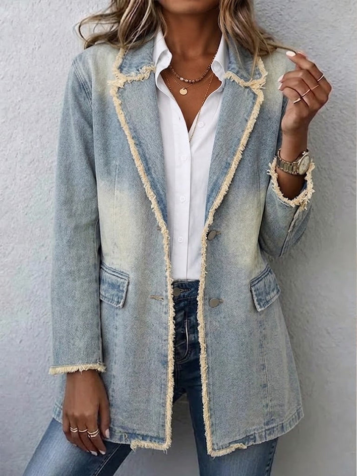 Dionne™ | Oversize'owy Żakiet w Stylu Vintage z Surowymi Krawędziami