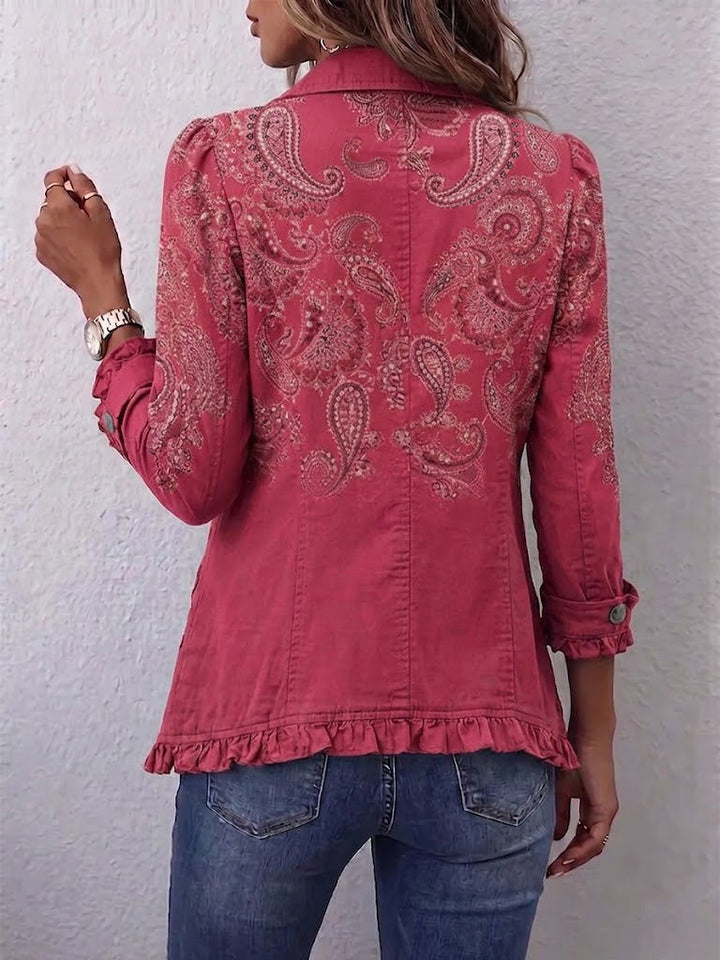 Anouk™ | Vintage Kurtka z Falbankami, Wzór Paisley