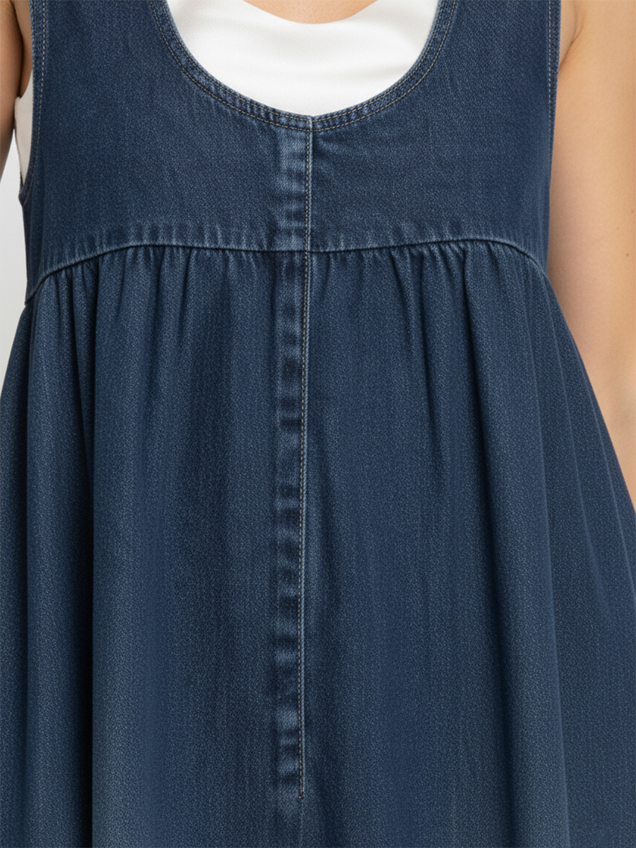 Karen | Miękka, Prana Vintage Sukienka Maxi z Dżinsu