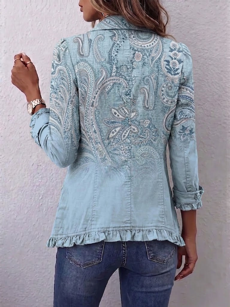 Estrella™ | Vintage Kurtka z Falbankami, Wzór Paisley