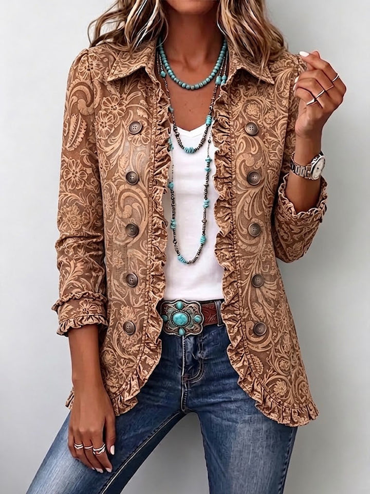 Vyclara™ | Vintage Boho Kurtka z Falbankami w Kwiaty