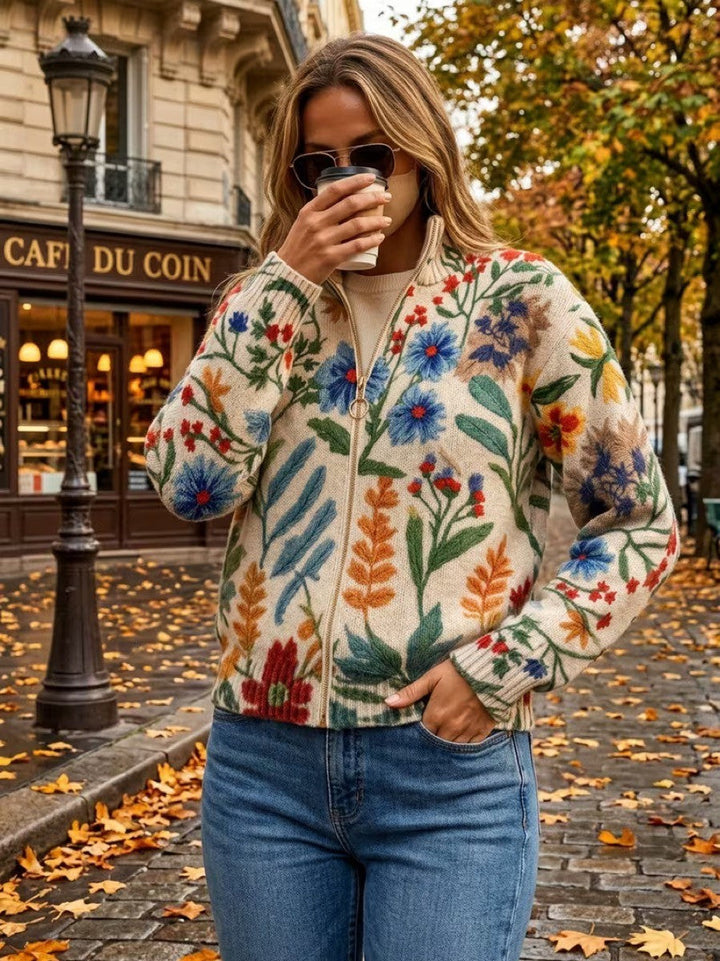 Tabitha™ | Kwiatowy Kardigan z Zippem z Ogrodu Botanicznego